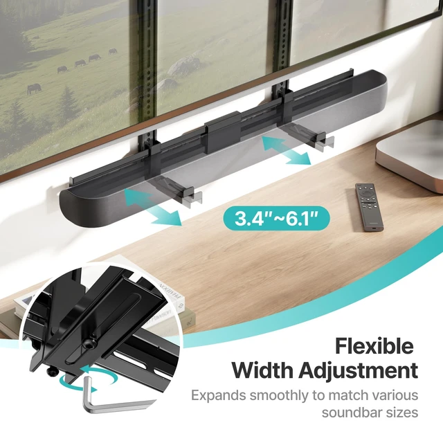 Alt view image 3 of 5 - PEGZONE Universal Soundbar Mount 33Lbs Adjustable TV Soundbar Bracket