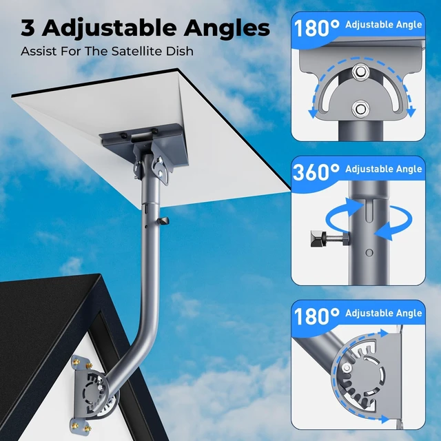 Alt view image 3 of 5 - Starlink Gen 3/4/4X Mount,360Adjustable Pivot Mount,Compatible with Starlink V3/V4 Standard Dish,for eave, Wall, Roof Mount and Pole Mount(Gray)