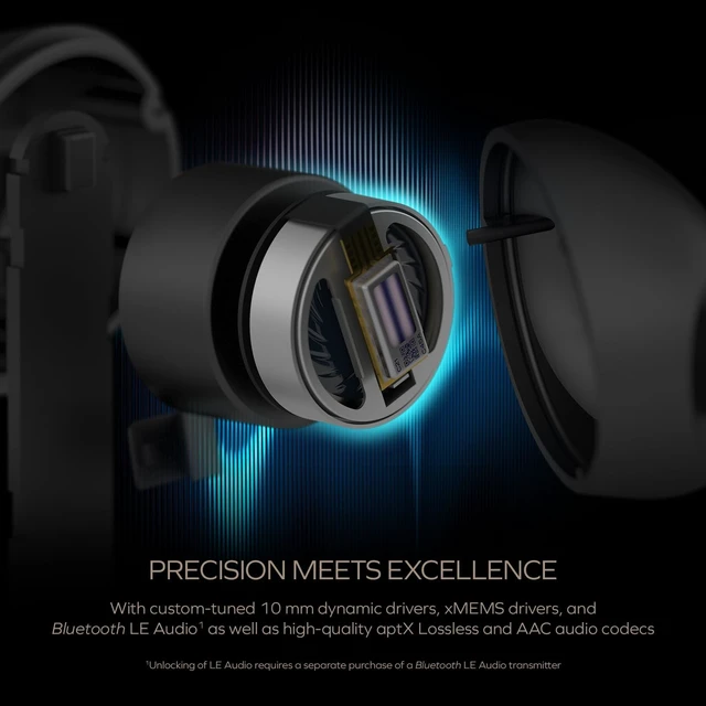 Alt view image 3 of 5 - Creative Aurvana Ace 2 with xMEMS Driver, Lightweight True Wireless in-Ears with Bluetooth LE Audio, aptX Lossless, aptX Adaptive, Adaptive ANC, Ambient Mode, Up to 24 Hours Battery Life, Built