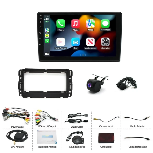 Alt view image 4 of 5 - Android 14 Double Din Car Stereo for Chevy Express Van 2008-2011 w/Wireless CarPlay Android Auto, 10.1" Touchscreen for Express Van Car Radio Support GPS Bluetooth Voice Control WiFi FM Camera,