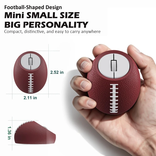 Alt view image 3 of 5 - Football Mini Wireless Mouse, 2.4G & Bluetooth Rechargeable Gift