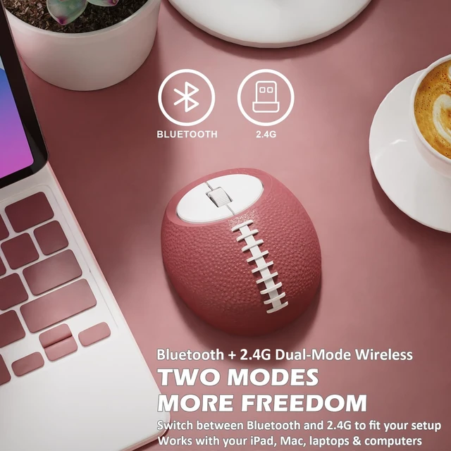 Alt view image 4 of 5 - Football Mini Wireless Mouse, 2.4G & Bluetooth Rechargeable Gift