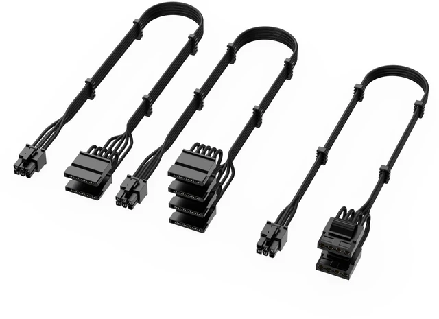 Alt view image 4 of 5 - X-Enlazar PSU Cable Kit for Super Flower Power Supplies - 90-Degree Connectors, Individually Sleeved with Braiding & Combs, 16AWG Wire, 9-Piece Kit, Type-A PCIe GPU Connectors - Black