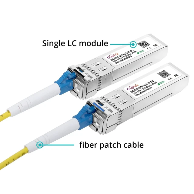 Alt view image 4 of 5 - 1 Pair 10GBASE-BX10-UD BiDi SFP+ Module, TX 1270nm/1330nm, RX 1330nm/1270nm, 10km DOM Simplex LC/UPC SMF Optical Transceiver Networking Mini Gbic for Dell GP-SFP-10GBX-U-10/ GP-SFP-10GBX-D-10