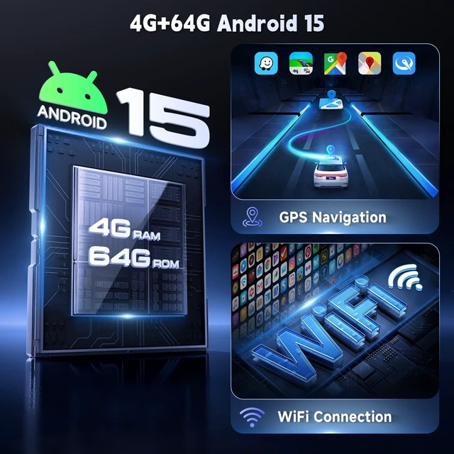 Alt view image 3 of 5 - Driauto 4G+64G 9 Single Din Andriod Car Stereo with Carplay Android Auto