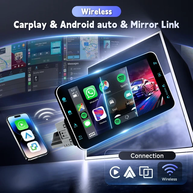 Alt view image 2 of 5 - Driauto 4G+64G 9 Single Din Andriod Car Stereo with Carplay Android Auto