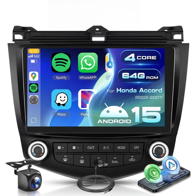 Main image of 4G+64G for Honda Accord 2003-2007 Android Car Radio Stereo Upgrade with 5G WiFi DSP Wireless Carplay Android Auto, Sellrich 9" 1280P IPS Touchscreen Radio BT 5.0 GPS WiFi FM/RDS SWC Backup Came
