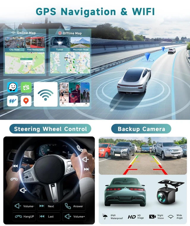 Alt view image 5 of 5 - 4G+64G for Honda Accord 2003-2007 Android Car Radio Stereo Upgrade with 5G WiFi DSP Wireless Carplay Android Auto, Sellrich 9" 1280P IPS Touchscreen Radio BT 5.0 GPS WiFi FM/RDS SWC Backup Came