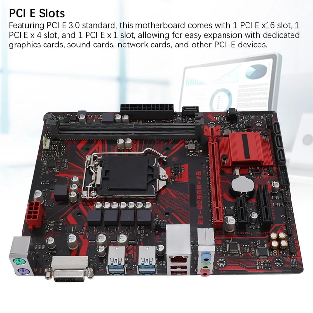 Alt view image 3 of 5 - VBESTLIFE B250M V3 M ATX Desktop Motherboard for LGA 1151 7th 6th Gen, for Core I7 I5 I3 14nm CPU Processor Support 2 Channel DDR4 2400MHz PCI E 3.0