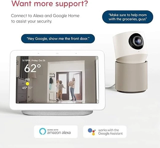 Alt view image 4 of 5 - KIEMT Hoop Indoor Home HD Security Camera, Night Vision, 350 Pan/Tilt, Motion and Sound Detection, Two-Way Audio, Easy 60-Second Setup, 2.4GHz and 5GHz Wi-Fi Compatible (PRO White)
