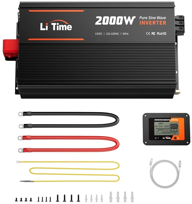Main image of LiTime 12V 2000W Pure Sine Wave Power Inverter, 4000W Surge Power for RVs