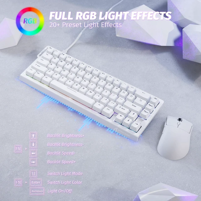 Alt view image 5 of 5 - ATTACK SHARK X68 HE 60% Wired 8KHZ Keyboard and Wireless R1 Mouse-White