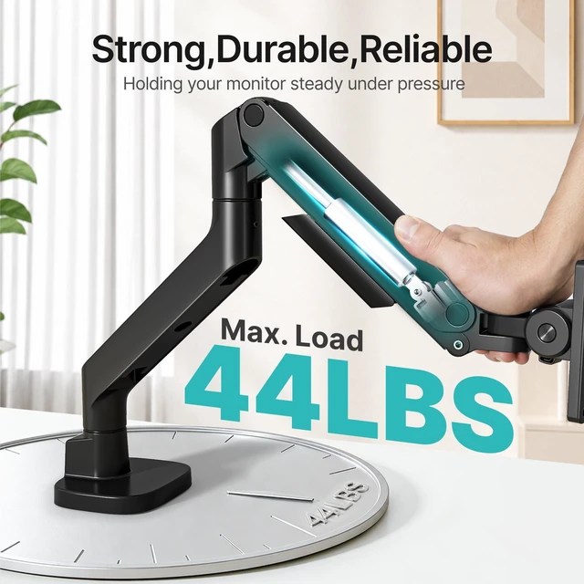 Alt view image 3 of 5 - PEGZONE Single Monitor Arm for 17-49 Inch Curved Screens, Black