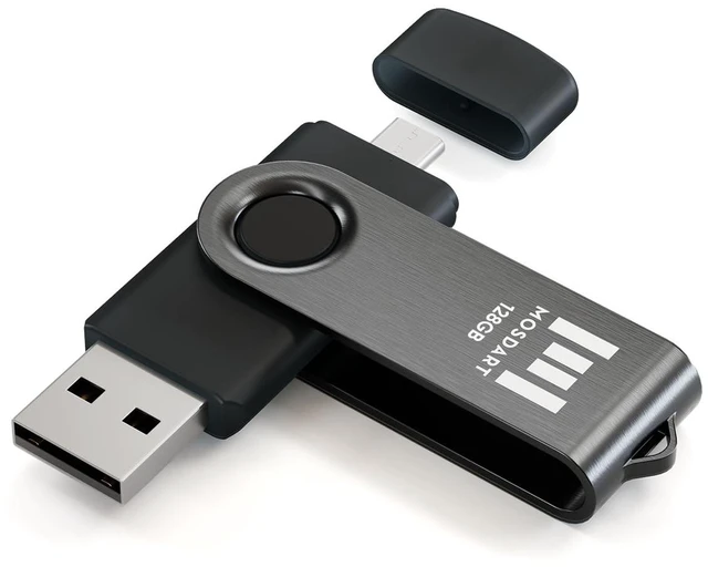 Main image of MOSDART 128GB USB C & USB A 2.0 Swivel Dual Flash Drive,Black