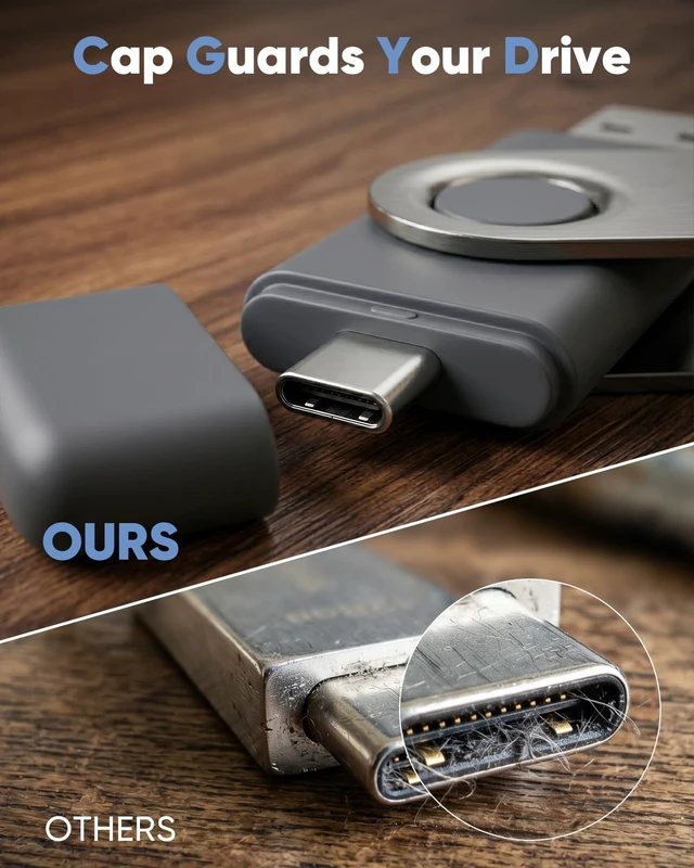 Alt view image 3 of 5 - MOSDART 128GB USB C & USB A 2.0 Swivel Dual Flash Drive,Black