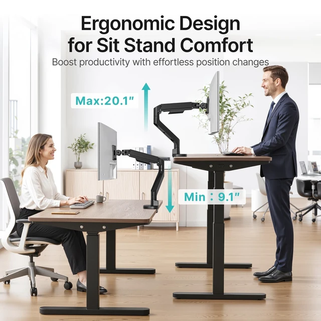 Alt view image 5 of 5 - PEGZONE Single Monitor Arm for 17-49 Inch Curved Screens, Black