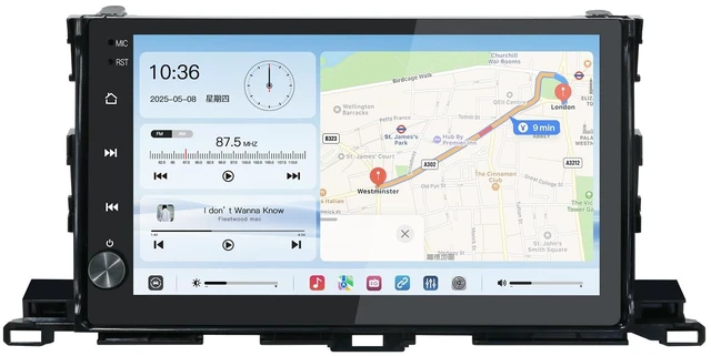 Main image of 10.2'' Android 13 Car Stereo for Toyota Highlander 2014-2019,with Wireless CarPlay & Android Auto,1280 * 720 Resolution QLED TouchscreenCar Radio Upgrade