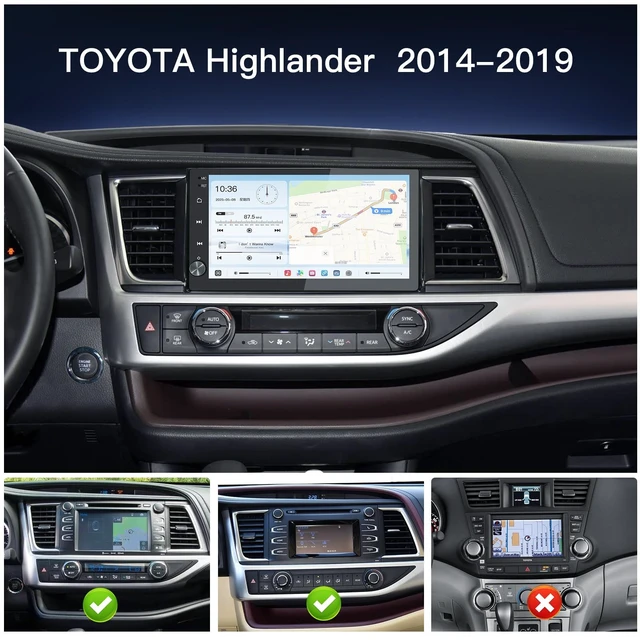 Alt view image 3 of 5 - 10.2'' Android 13 Car Stereo for Toyota Highlander 2014-2019,with Wireless CarPlay & Android Auto,1280 * 720 Resolution QLED TouchscreenCar Radio Upgrade