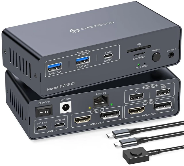 Main image of Thunderbolt 4 kvm Switch Docking Station for 2 Monitors 2 Laptops/Macbooks