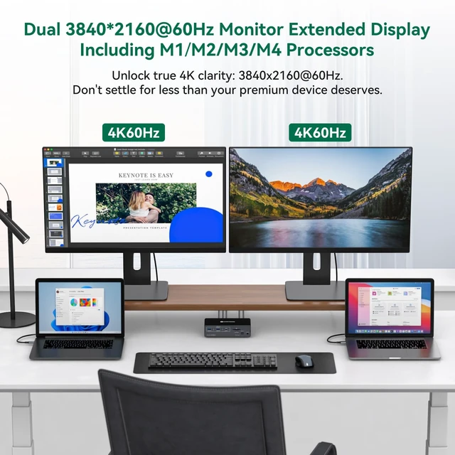 Alt view image 3 of 5 - Thunderbolt 4 kvm Switch Docking Station for 2 Monitors 2 Laptops/Macbooks
