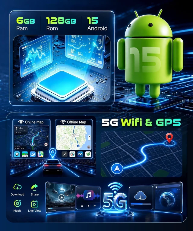 Alt view image 4 of 5 - 8Core 6G 128G Android 15 Car Radio for Ford Focus 2012-2018