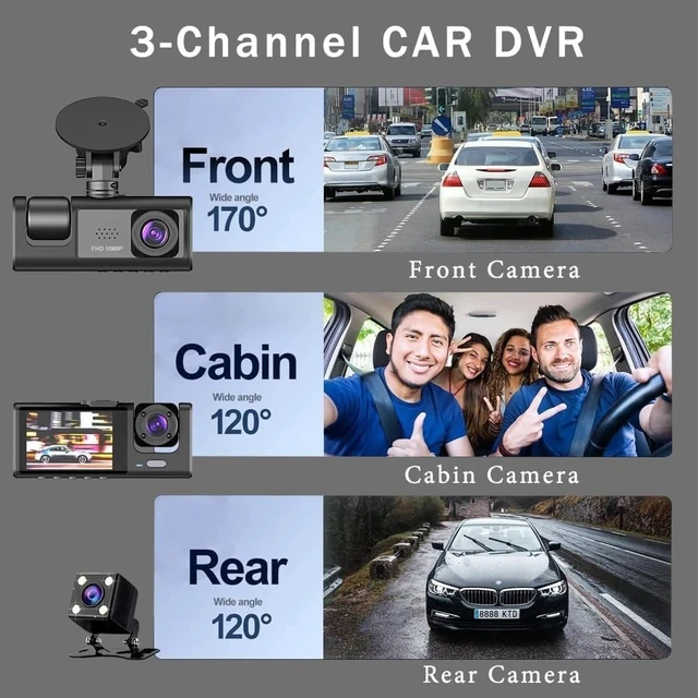 Alt view image 2 of 5 - 2K Dash Camera for Car Security Camera Dashcam Front and Rear Inside with WDR, Night Vision, G-Sensor Auto Lock, Loop Recording