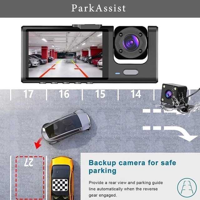 Alt view image 4 of 5 - 2K Dash Camera for Car Security Camera Dashcam Front and Rear Inside with WDR, Night Vision, G-Sensor Auto Lock, Loop Recording