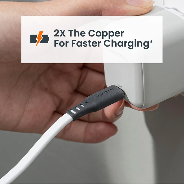 Alt view image 4 of 5 - Ventev Flat USB C to Apple Lightning High Speed Tangle-Free 6 Foot Cable