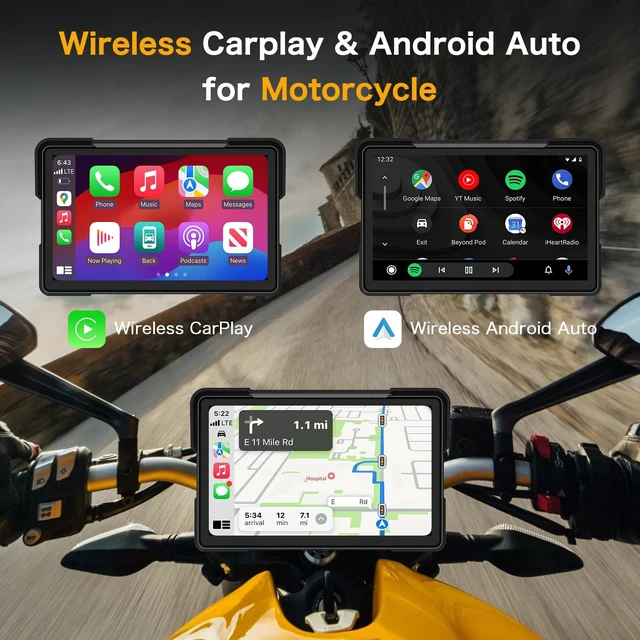 Alt view image 2 of 5 - 7inch Motorcycle CarPlay w 4K Dash Cam Carplay Motorcycle