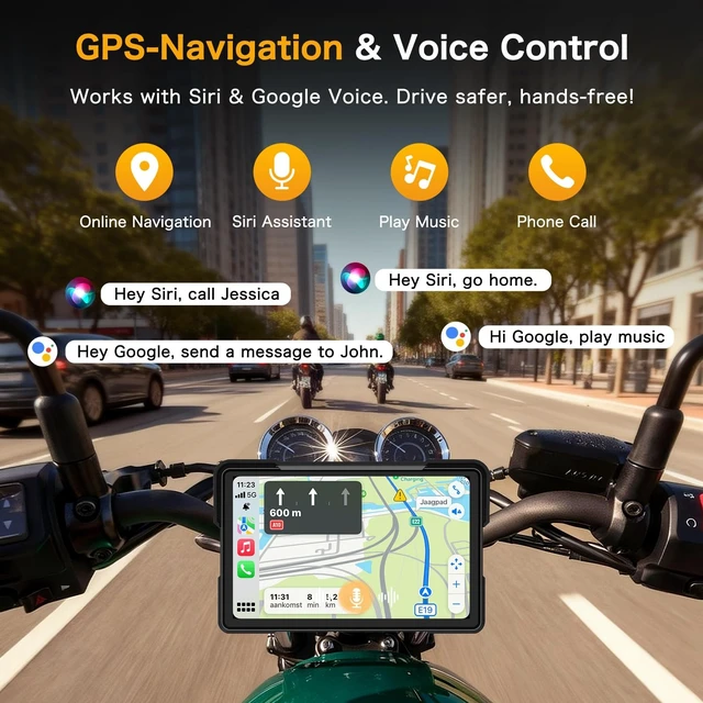 Alt view image 5 of 5 - 7inch Motorcycle CarPlay w 4K Dash Cam Carplay Motorcycle