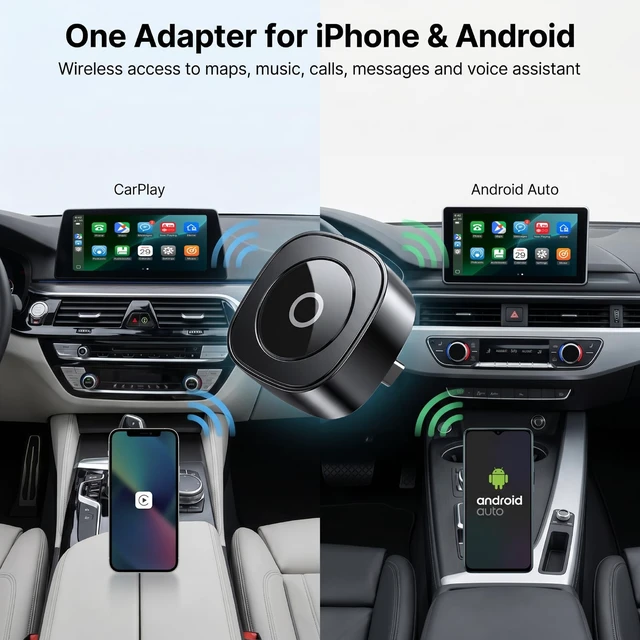 Alt view image 5 of 5 - Wireless CarPlay Adapter for iPhone, Android Auto Wireless Adapter, Apple CarPlay USB-C Dongle for Factory Wired Cars, Bluetooth Wi-Fi, Auto Reconnect, DIY Decorative Cover, Plug and Pla