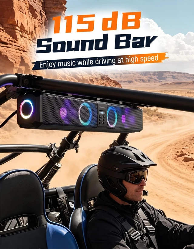 Alt view image 2 of 5 - BystralX 32 Inch UTV Sound Bar with RGB Party Lights, 115 dB Loud
