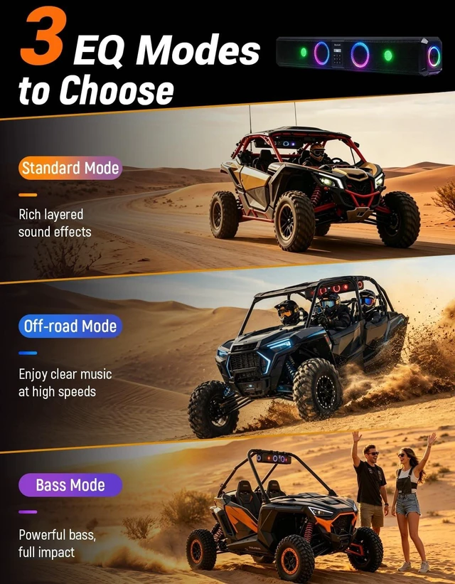 Alt view image 4 of 5 - BystralX 32 Inch UTV Sound Bar with RGB Party Lights, 115 dB Loud