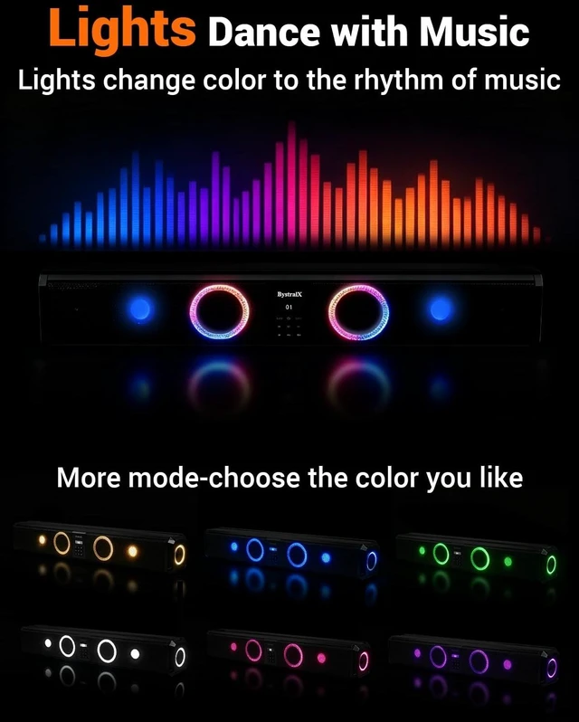 Alt view image 5 of 5 - BystralX 32 Inch UTV Sound Bar with RGB Party Lights, 115 dB Loud