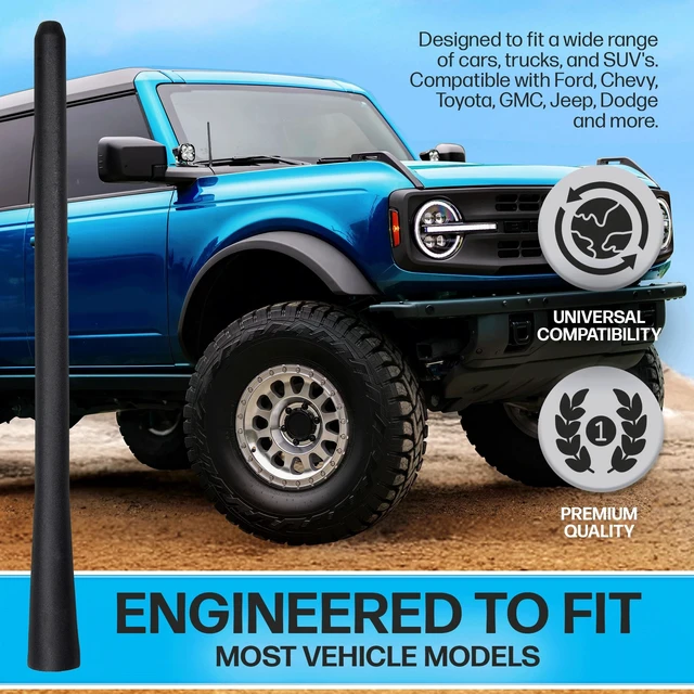 Alt view image 2 of 5 - Votex Universal 8" Short Rubber Black Antenna Kit - Flexible, Durable, Enhanced Signal Reception, Copper Coil, Stainless Steel Threading, Fits Cars, Trucks, SUVs, Easy Installation - SKU A194VOTEX