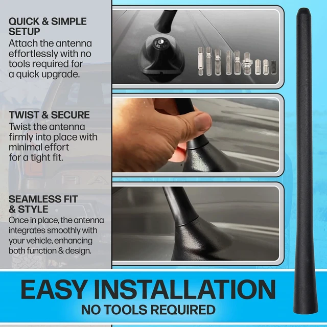 Alt view image 5 of 5 - Votex Universal 8" Short Rubber Black Antenna Kit - Flexible, Durable, Enhanced Signal Reception, Copper Coil, Stainless Steel Threading, Fits Cars, Trucks, SUVs, Easy Installation - SKU A194VOTEX