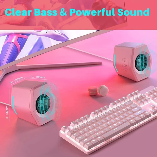 Alt view image 2 of 5 - Edifier G2000 32W PC Computer Speakers for Gaming Desktop PC Laptop Mac Computer Woofer Speakers Bluetooth USB 3.5mm AUX Inputs RGB Lights Multimedia Speakers Pink