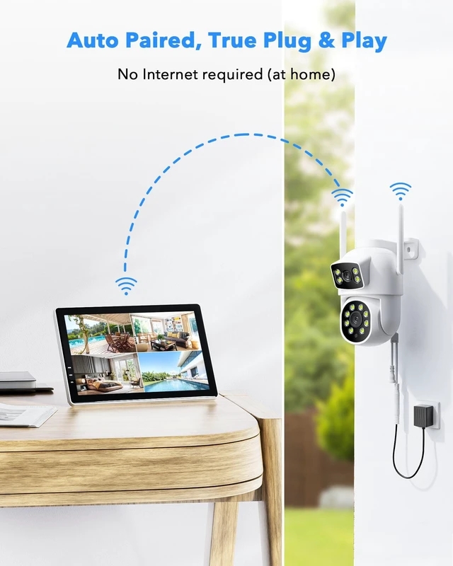 Alt view image 3 of 5 - Camcamp Wireless Security Camera System with 10.1" Monitor, Dual Lens PTZ CCTV Camera Security System, 10CH Expandable 4K NVR,Auto Tracking, No Subscription for Outdoor Indoor, 5G & 2.4G WiFi