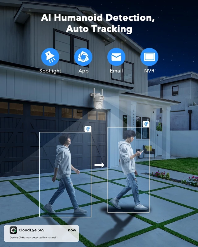 Alt view image 4 of 5 - Camcamp Wireless Security Camera System with 10.1" Monitor, Dual Lens PTZ CCTV Camera Security System, 10CH Expandable 4K NVR,Auto Tracking, No Subscription for Outdoor Indoor, 5G & 2.4G WiFi