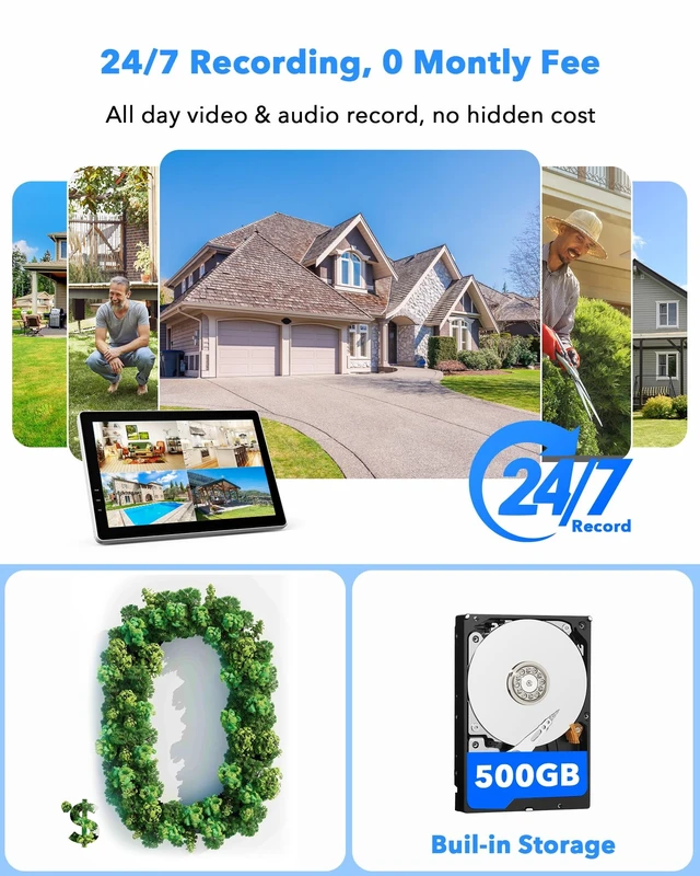 Alt view image 5 of 5 - Camcamp Wireless Security Camera System with 10.1" Monitor, Dual Lens PTZ CCTV Camera Security System, 10CH Expandable 4K NVR,Auto Tracking, No Subscription for Outdoor Indoor, 5G & 2.4G WiFi