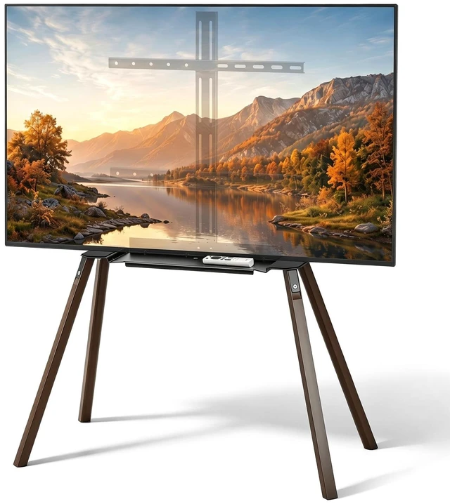 Main image of ElaraBerry Easel TV Stand 32-70 Inch, 4-Leg Wooden Stand with Shelf