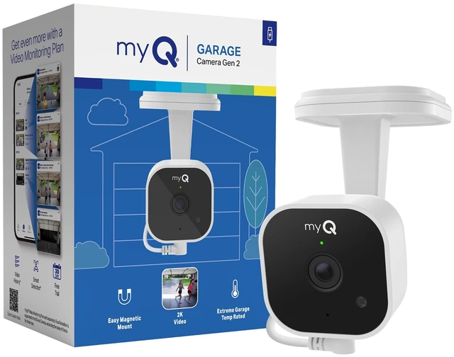 Main image of myQ Garage Plug-in Camera Gen 2 2K Smart Wi-Fi Garage Camera with Night Vision, Wide-Angle Lens, 2-Way Audio, Magnetic Base & Motion Alerts, App Control Compatible with Your Garage Door Opener