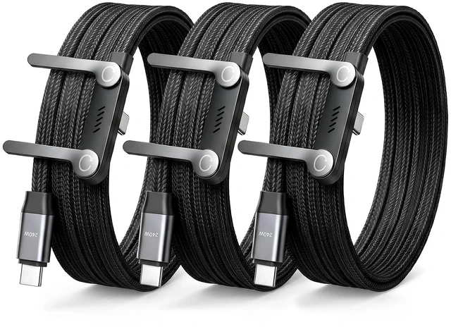 Main image of USB C to USB C Cable, 240W Fast Charging Cable with Built-in Phone Stand