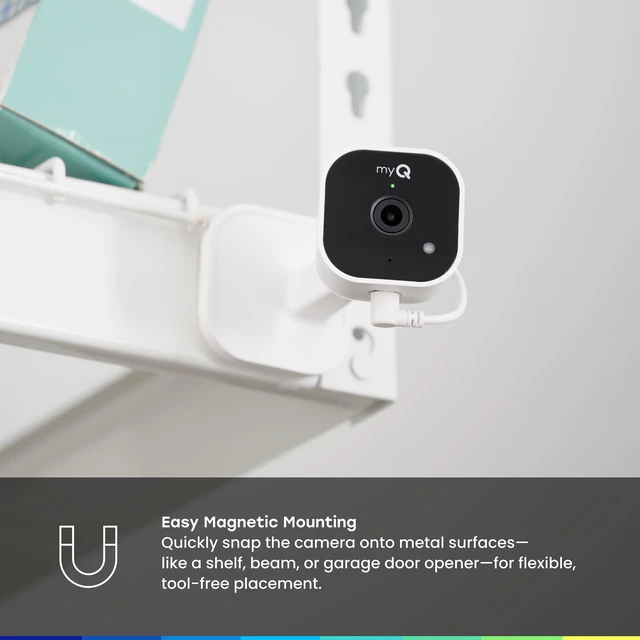 Alt view image 3 of 5 - myQ Garage Plug-in Camera Gen 2 2K Smart Wi-Fi Garage Camera with Night Vision, Wide-Angle Lens, 2-Way Audio, Magnetic Base & Motion Alerts, App Control Compatible with Your Garage Door Opener