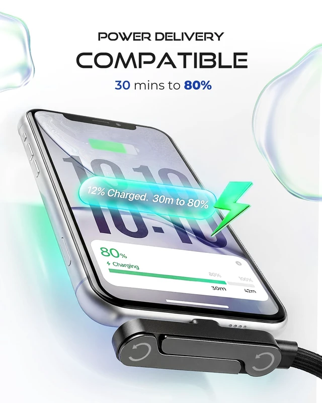 Alt view image 4 of 5 - USB C to USB C Cable, 240W Fast Charging Cable with Built-in Phone Stand
