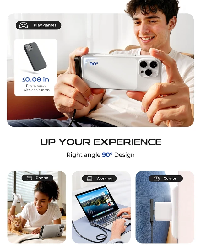 Alt view image 5 of 5 - USB C to USB C Cable, 240W Fast Charging Cable with Built-in Phone Stand
