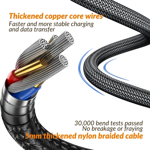 Alt view image 5 of 5 - Thunderbolt 5/4/3 Cable Right Angle 4ft 1.2M,90Degree USB 4 Type C to C