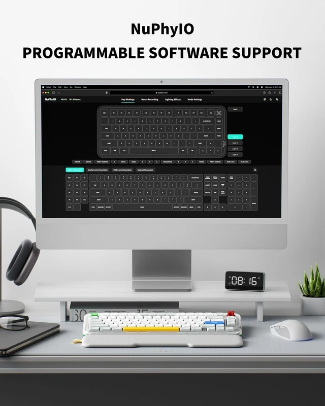 Alt view image 5 of 5 - nuphy Kick75 Wireless Low Profile Mechanical Keyboard with Volume Knob,75% Hot Swappable Custom Keyboard,80 Keys RGB Backlit with PBT Keycaps,BT/2.4G/USB-C (Silver Nano Switch)
