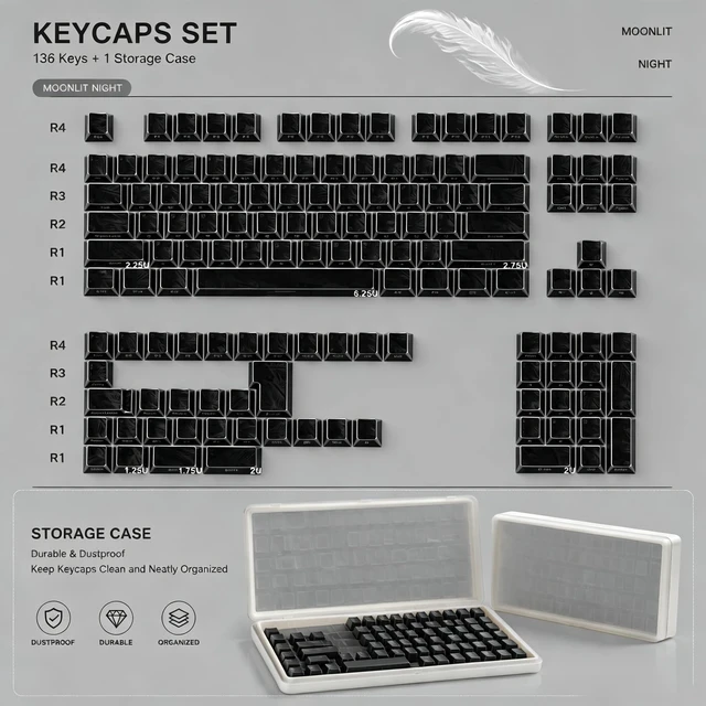 Alt view image 3 of 5 - Sumgsn 136 Keys PBT Cherry Profile Keycaps - Prism Keycaps with Storage Box