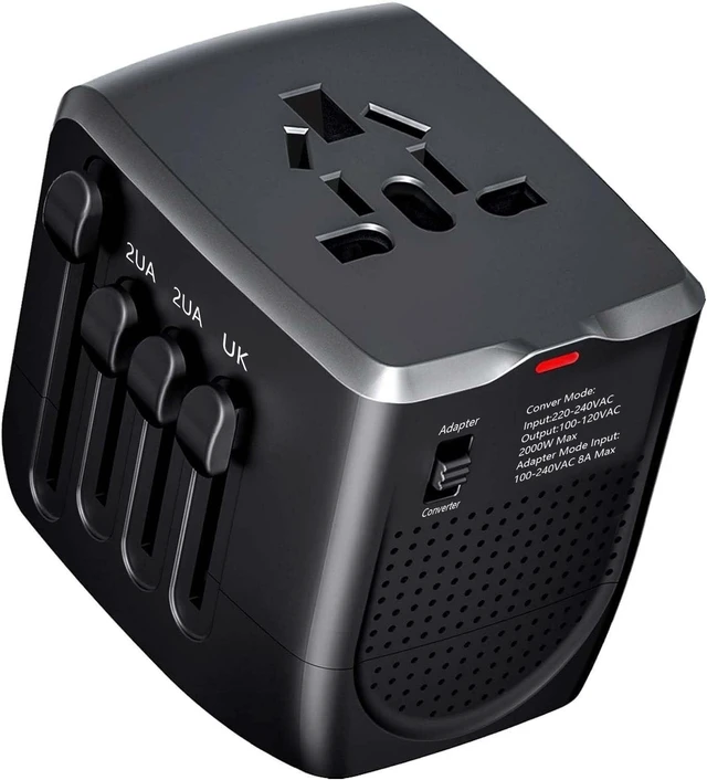 Main image of International Travel Adapter Voltage Converter to Step Down 230V to 120V for Hair straighteners, laptops, Cell Phones, Power converters from USA to UK, Europe, Australia Over 200